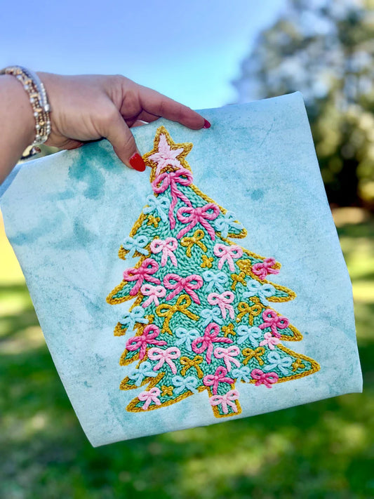 FAUX YARN BOW TREE TRANSFER