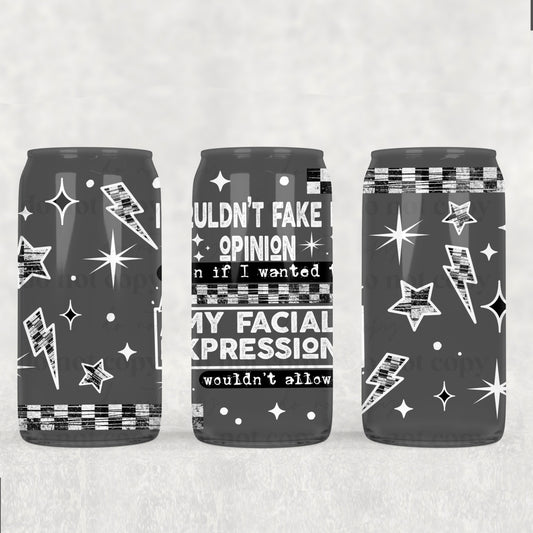 Facial Expressions Black 16 Oz Libbey Wrap Transfer