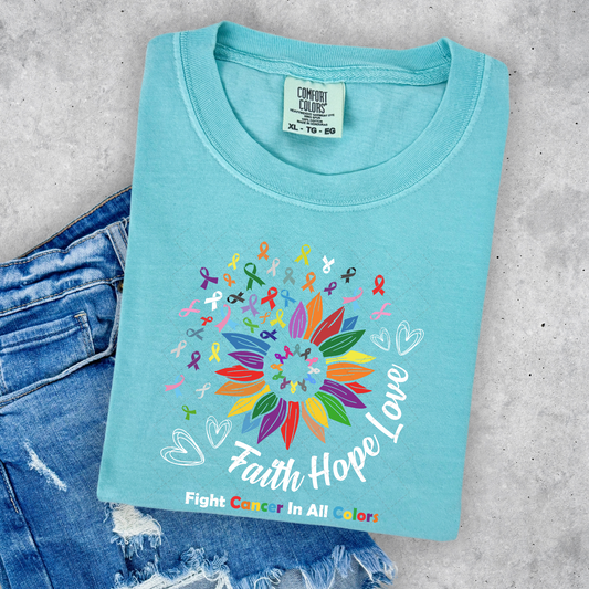 Faith Hope Love Fight Cancer In All Colors Transfer