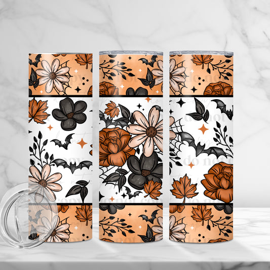 Fall Bats Floral Tumbler Transfer