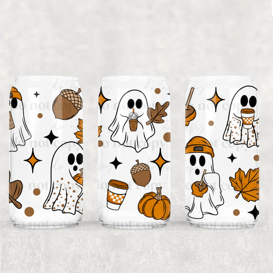 Fall Ghost Pumpkin 16oz Libbey Wrap Transfer