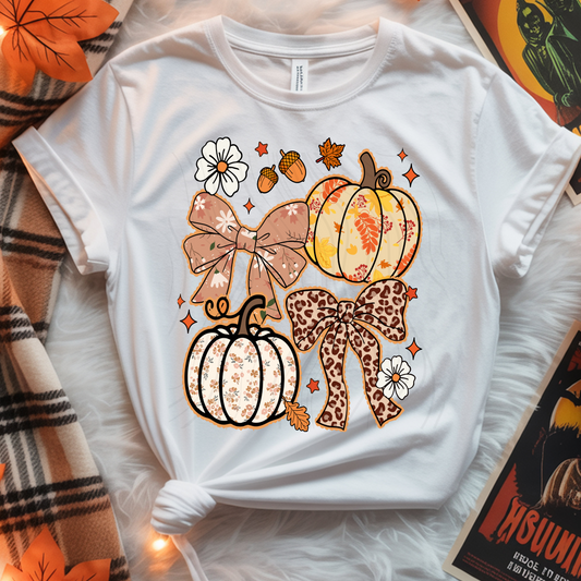 Fall Pumpkins And Bows Transfer