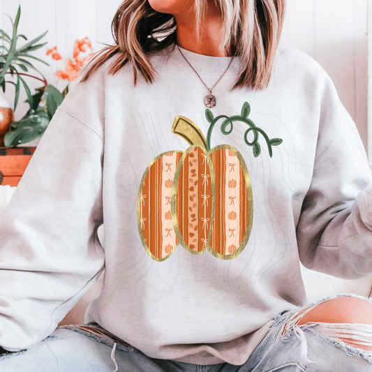 Fall Pumpkin with Bows Transfer