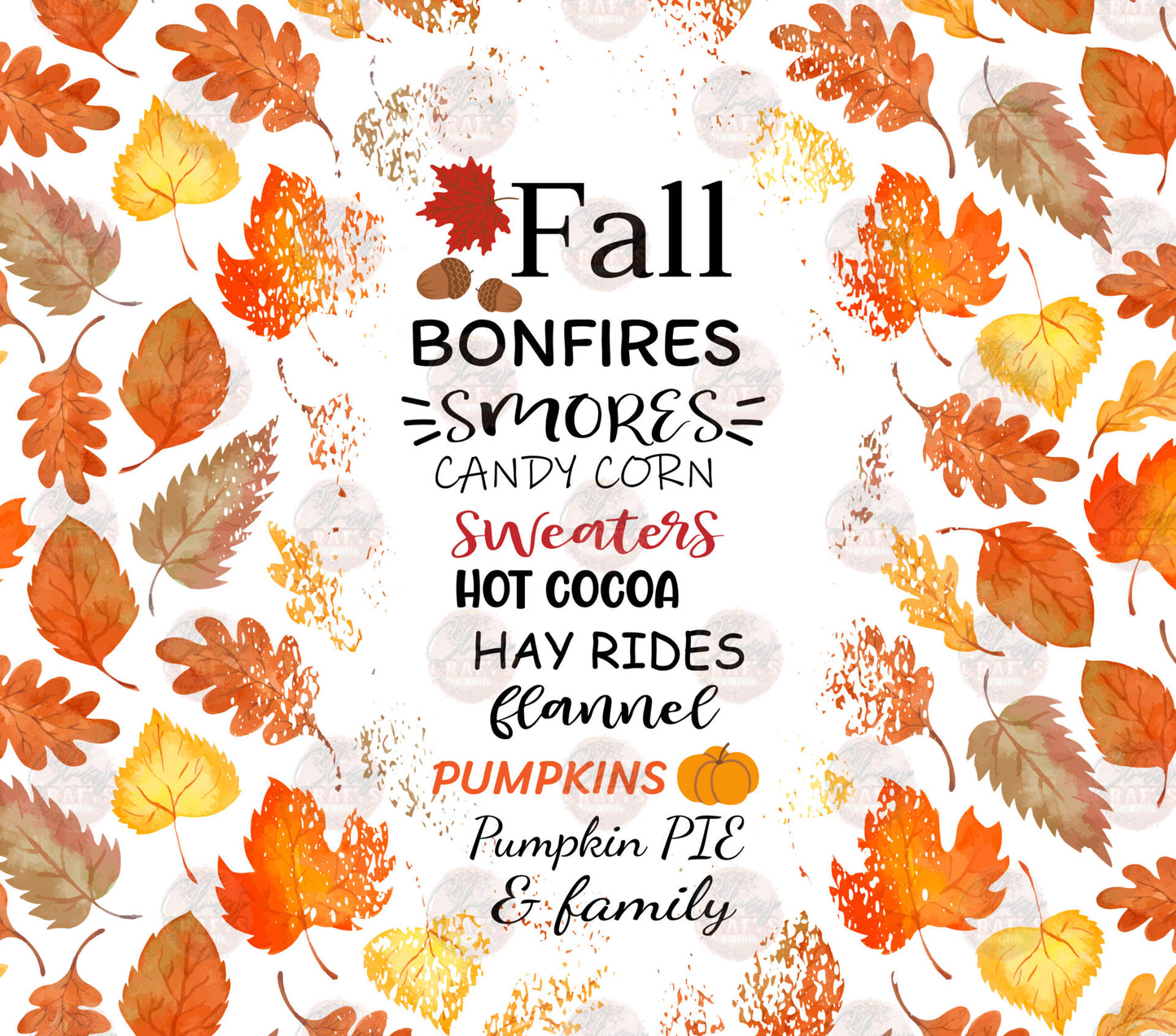 Fall Stuff Tumbler Wrap - Sublimation Transfer