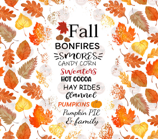 Fall Stuff Tumbler Wrap - Sublimation Transfer