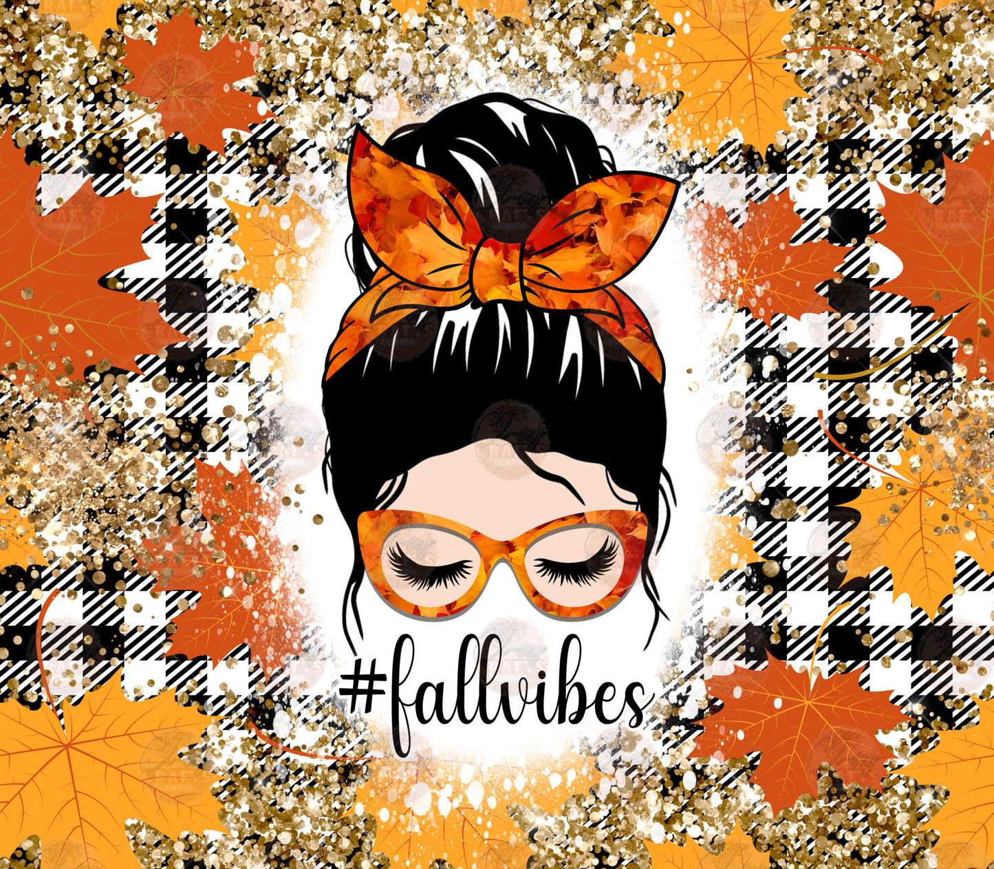 Fall Vibes Glitter Tumbler Wrap - Sublimation Transfer