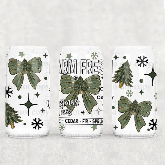 Farm Fresh Trees And Bows Libbey Wrap 16 Oz Transfer