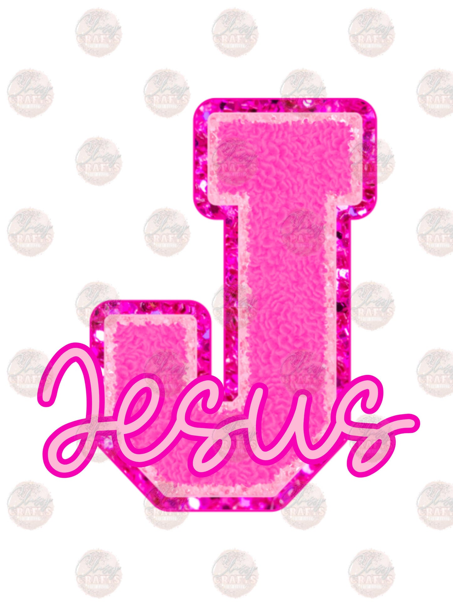 Faux Chenille Pink Jesus Transfer