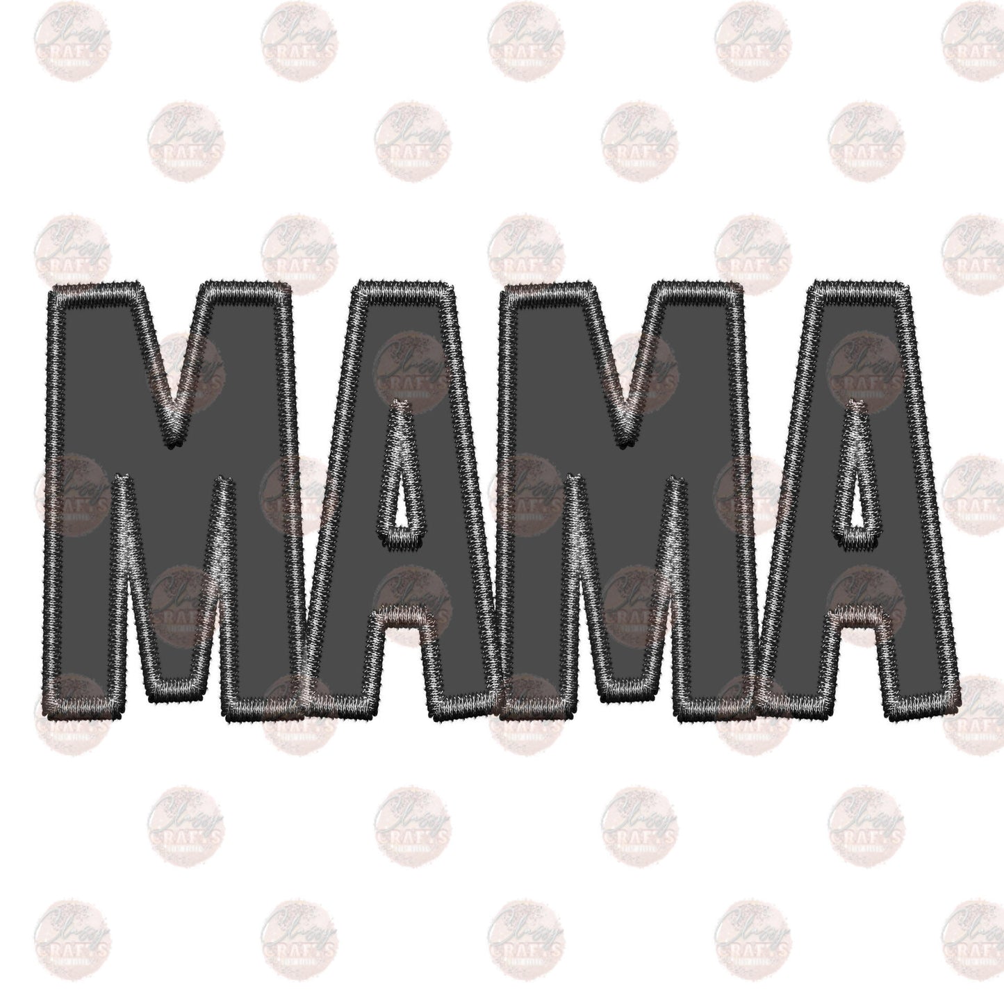 Faux Embroidery Mama Matte Black Transfer