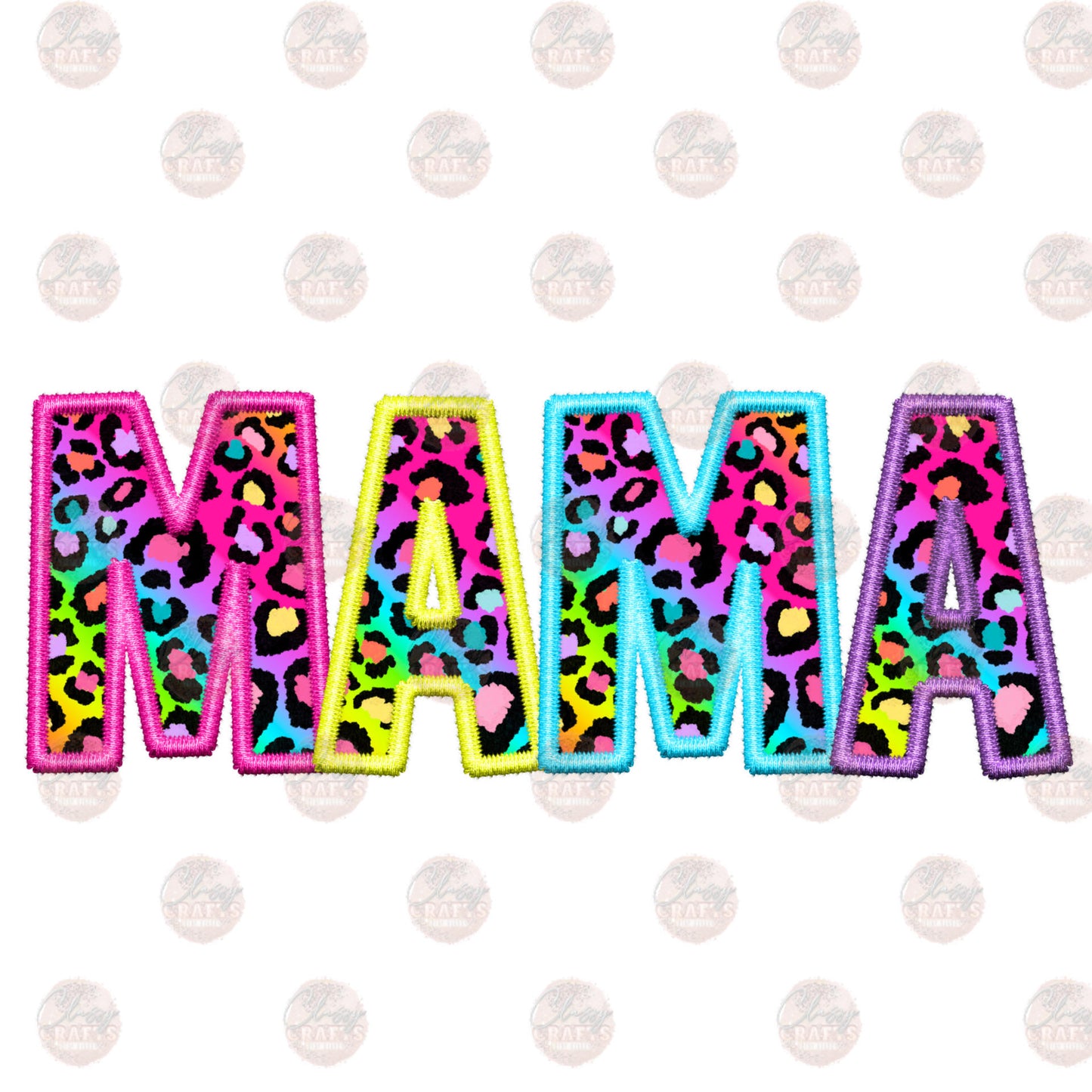 Faux Embroidery Colorful Mama Transfer