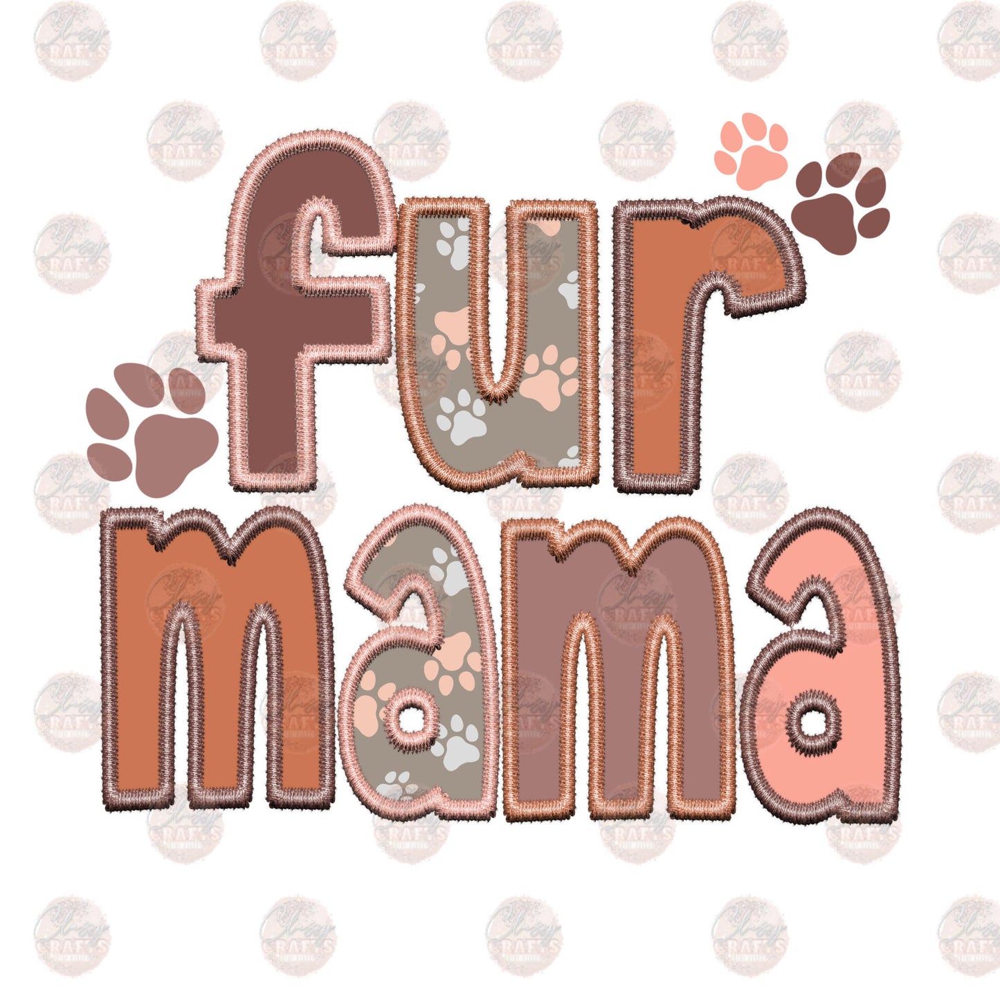 Faux Embroidery Fur Mama Transfer