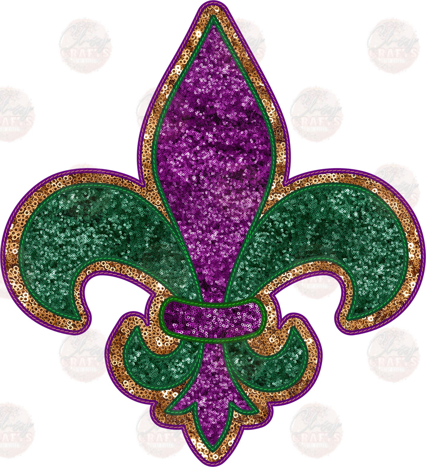 Faux Embroidery Sequins Mardi Gras Transfers