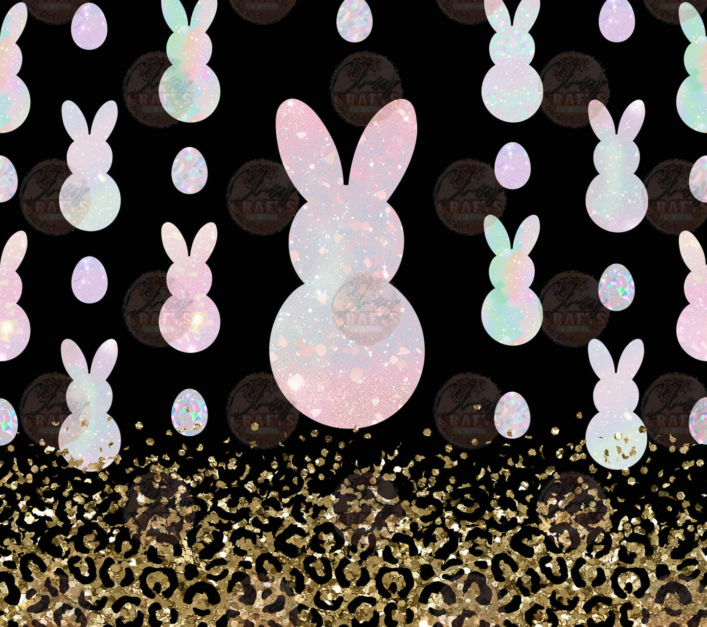 Faux Glitter Bunny Tumbler Wrap - Sublimation Transfer