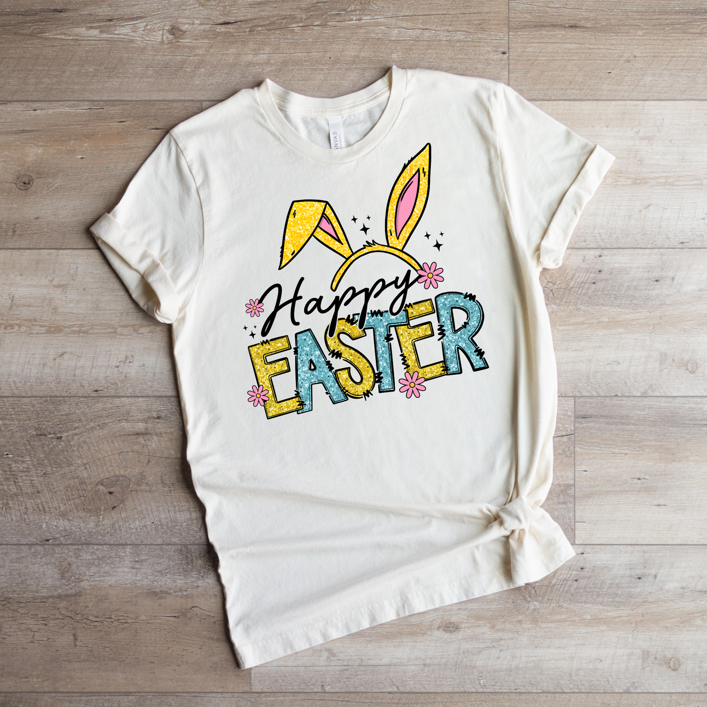 Faux Glitter Happy Easter Transfer