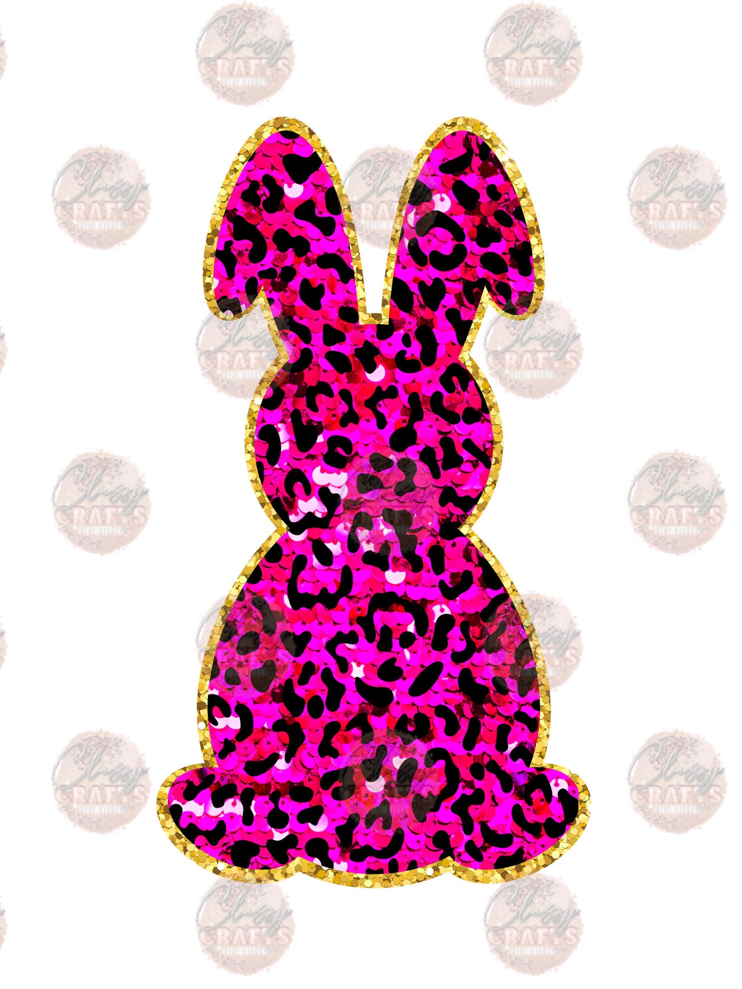 Faux Glitter Leopard Bunny Transfer