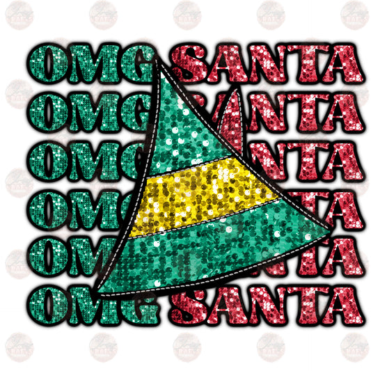 Faux Glitter OMG Santa - Sublimation Transfer