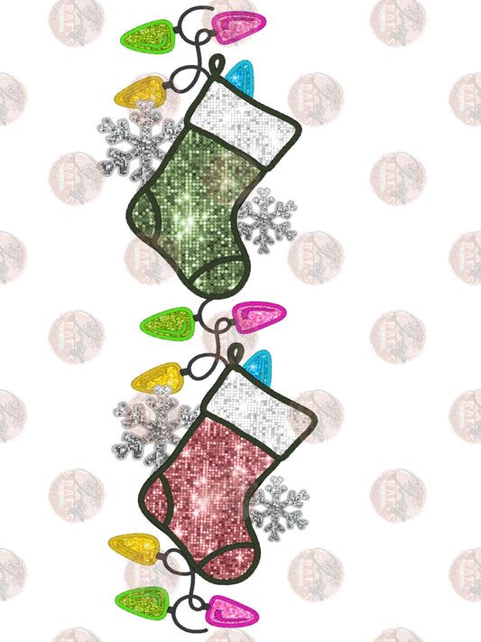 Faux Glitter Stocking Lights - Sublimation Transfer