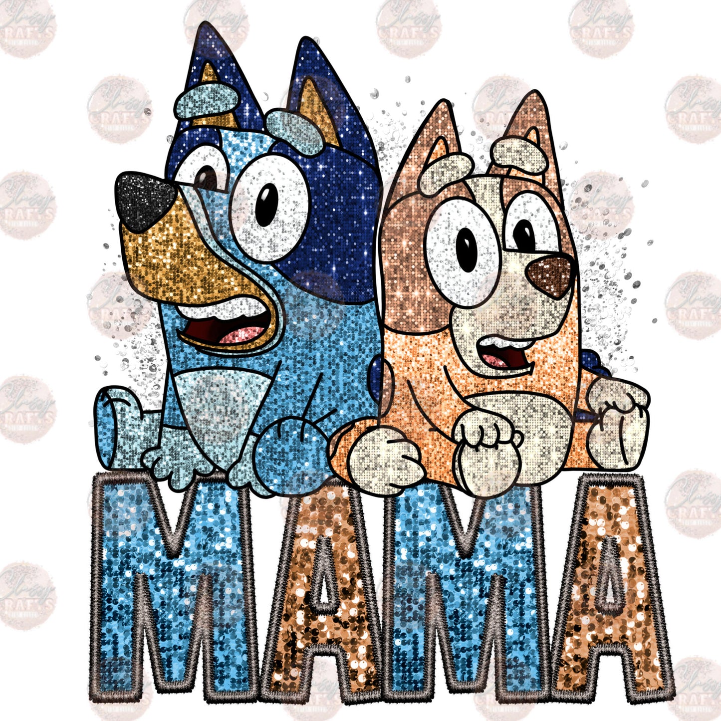 Faux Sequin Blue Mama Transfer