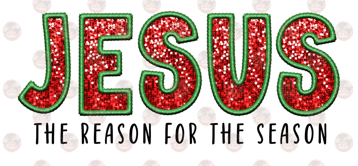 Faux Sequin Jesus Red Transfers