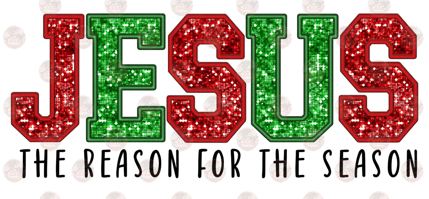 Faux Sequin Jesus Red & Green Transfers