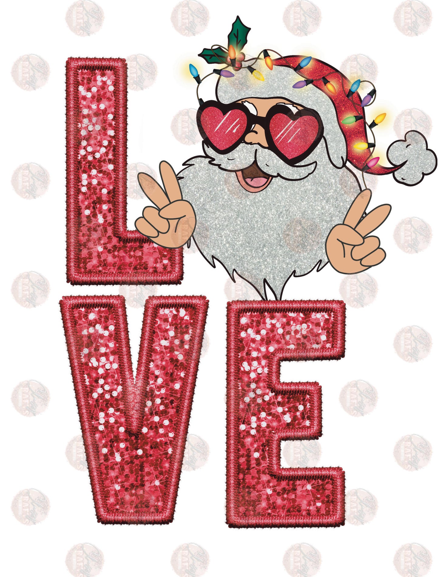 Faux Sequin Love Groovy Santa Red Transfers