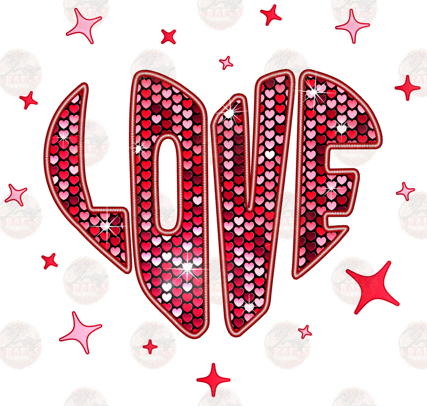 Faux Sequin Love Heart Transfer