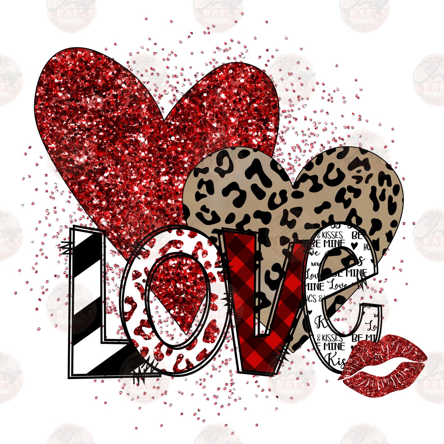 Faux Sequin Love Leopard Heart Transfer