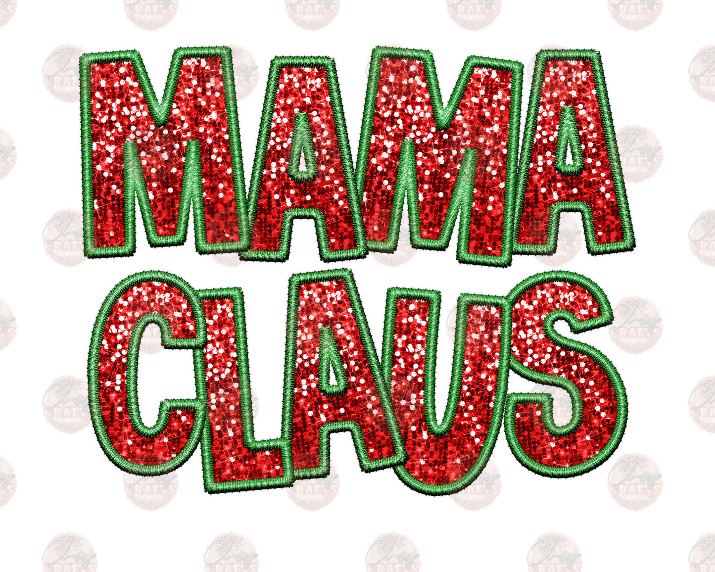 Faux Sequin Mama Claus Transfers