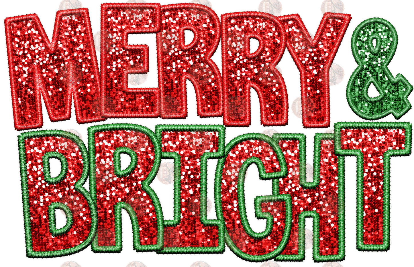 Faux Sequin Merry And Bright Transfer