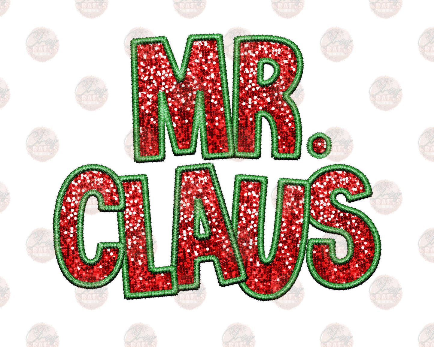 Faux Sequin Mr. Claus Transfers