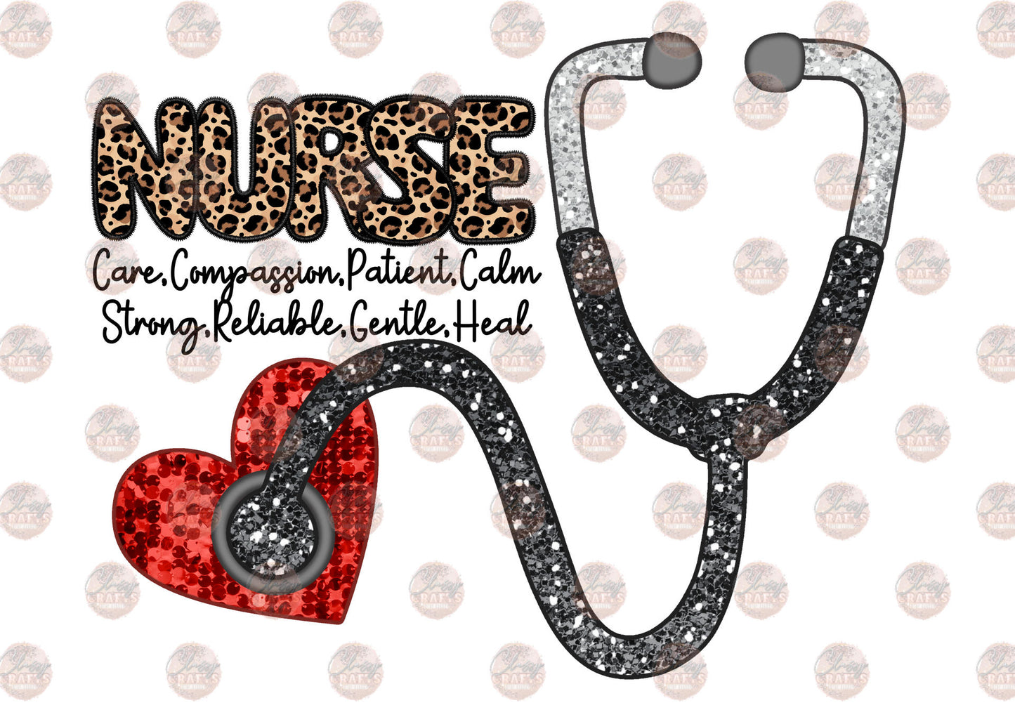 Faux Sequin Nurse Stethoscope Transfer