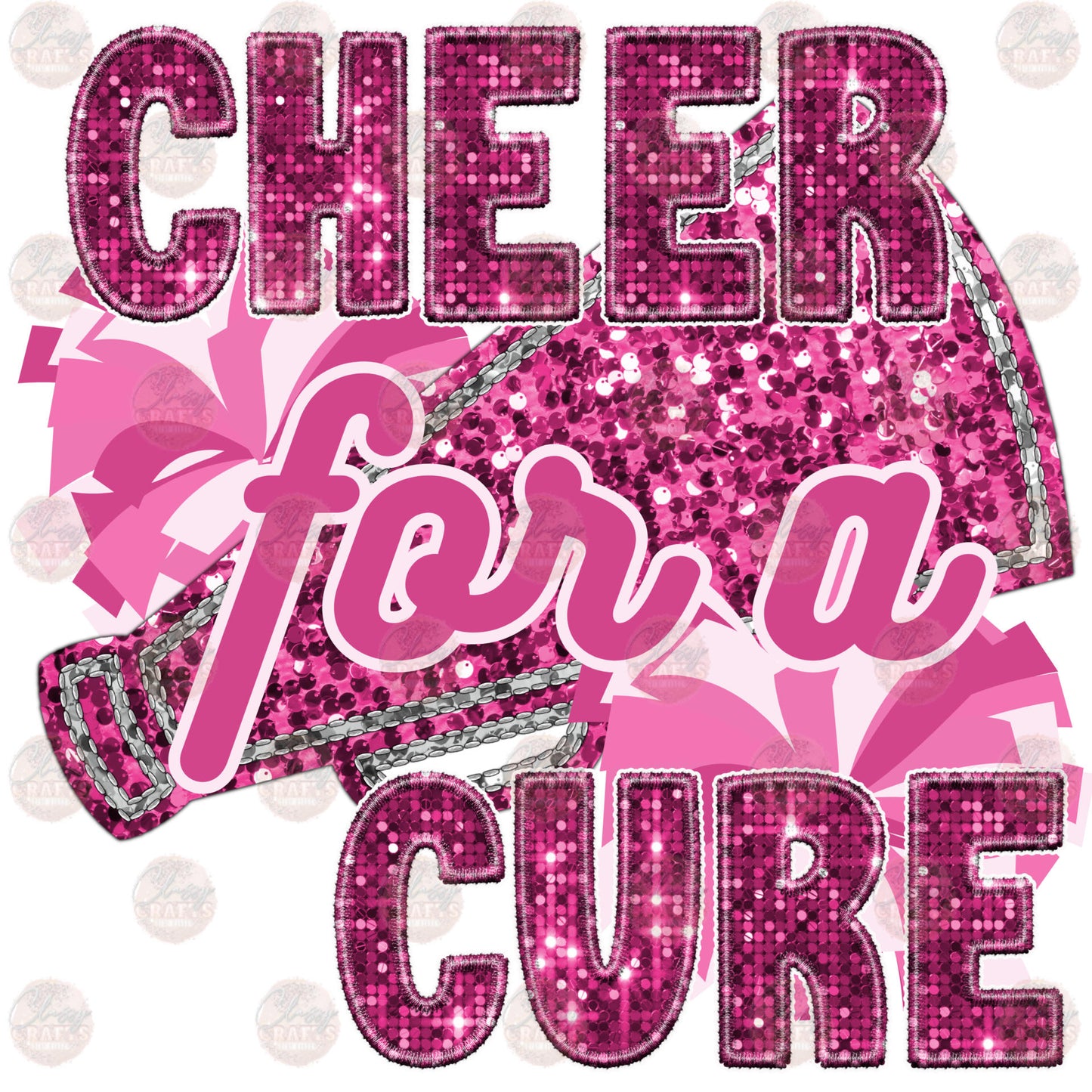 Faux Sequins Cheer For A Cure Transfer