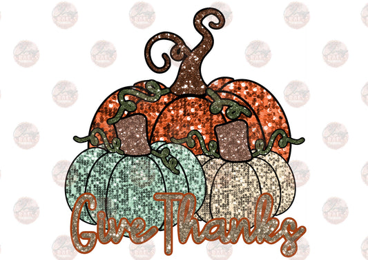 Faux Sequins Give Thanks - Sublimation Transfer