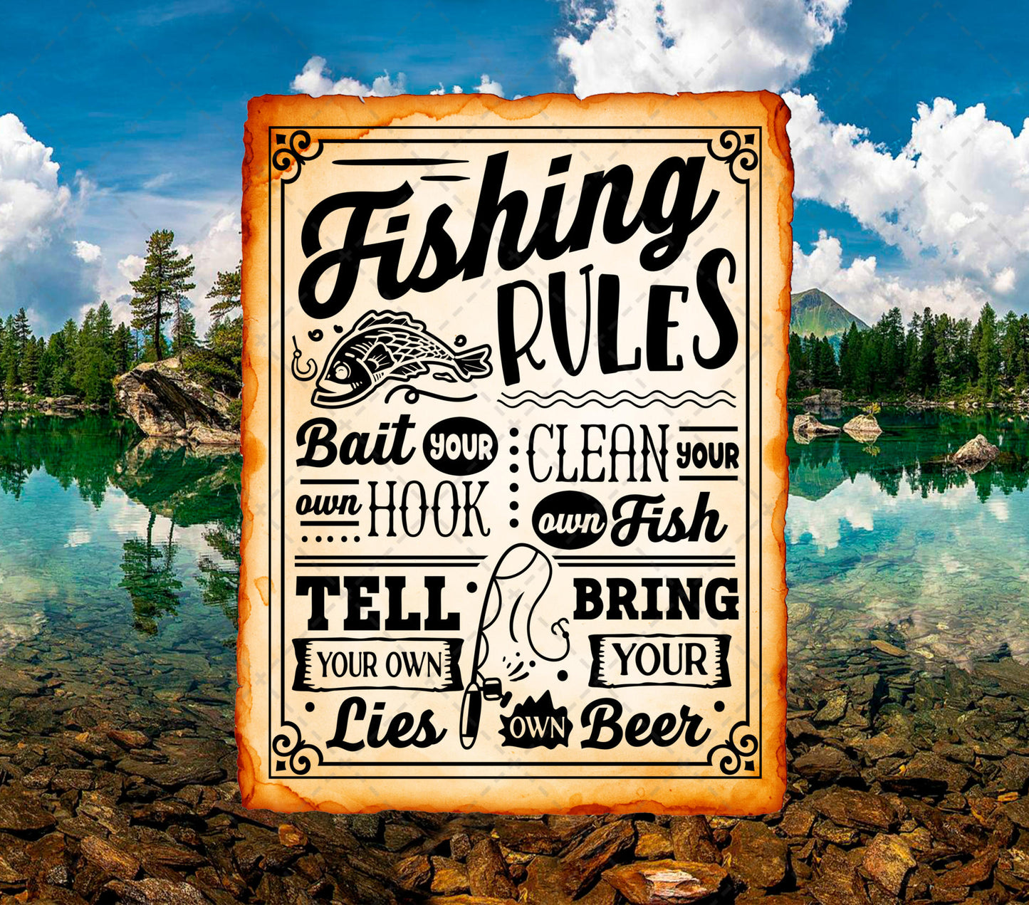 Fishing Rules Tumbler Wrap - Sublimation Transfer