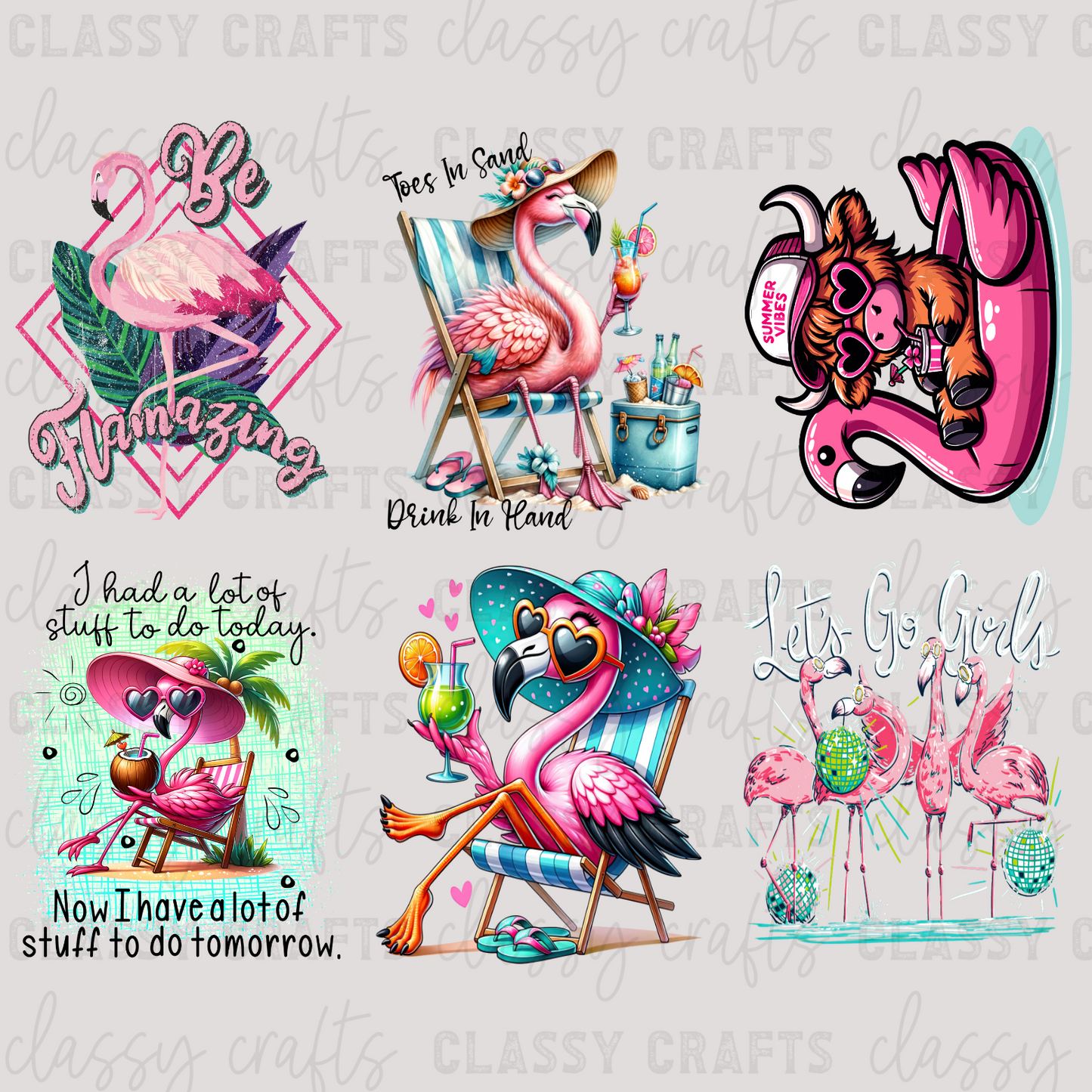 Summer Flamingo - 30x24 -PREMADE GANG SHEET