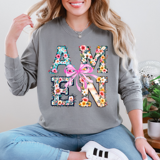 Floral Amen Coquette Transfer