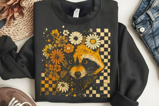 Floral Fall Raccoon Transfer