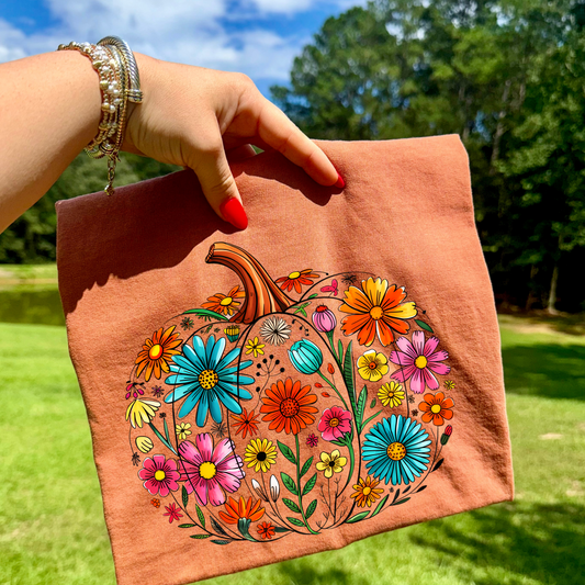 Floral pumpkin Pink Transfer
