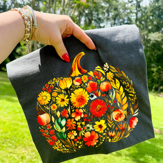 Floral pumpkin Yellow Transfer