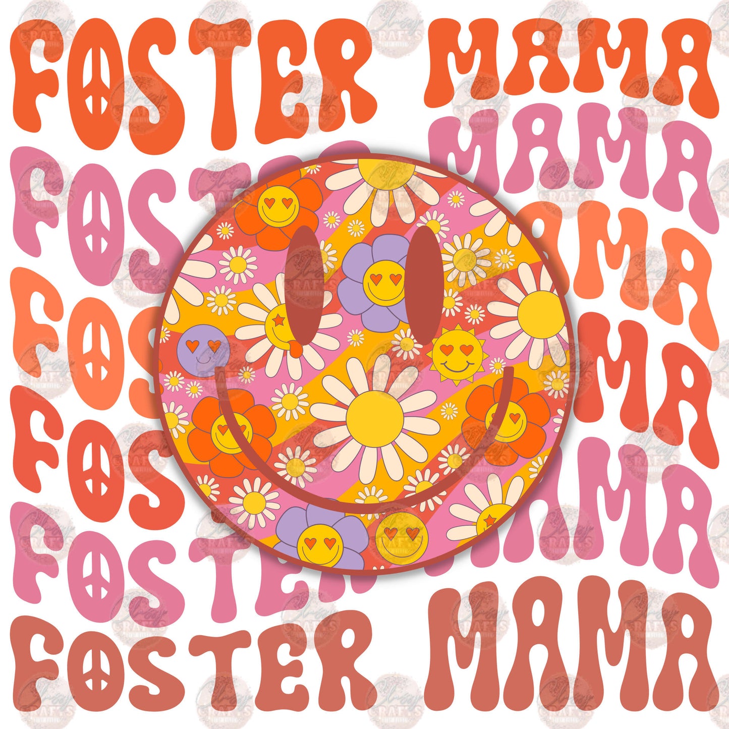 Foster Mama Boho Smiley Transfer