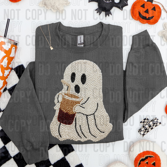 GHOST COFFEE FAUX PEARLS TRANSFER
