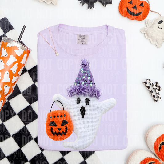 GHOST JACK O LANTERN FAUX YARN TRANSFER