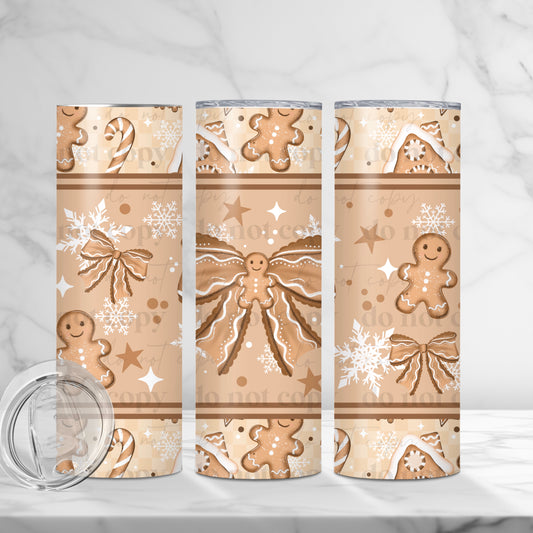 Gingerbread Bow Tumbler Transfer