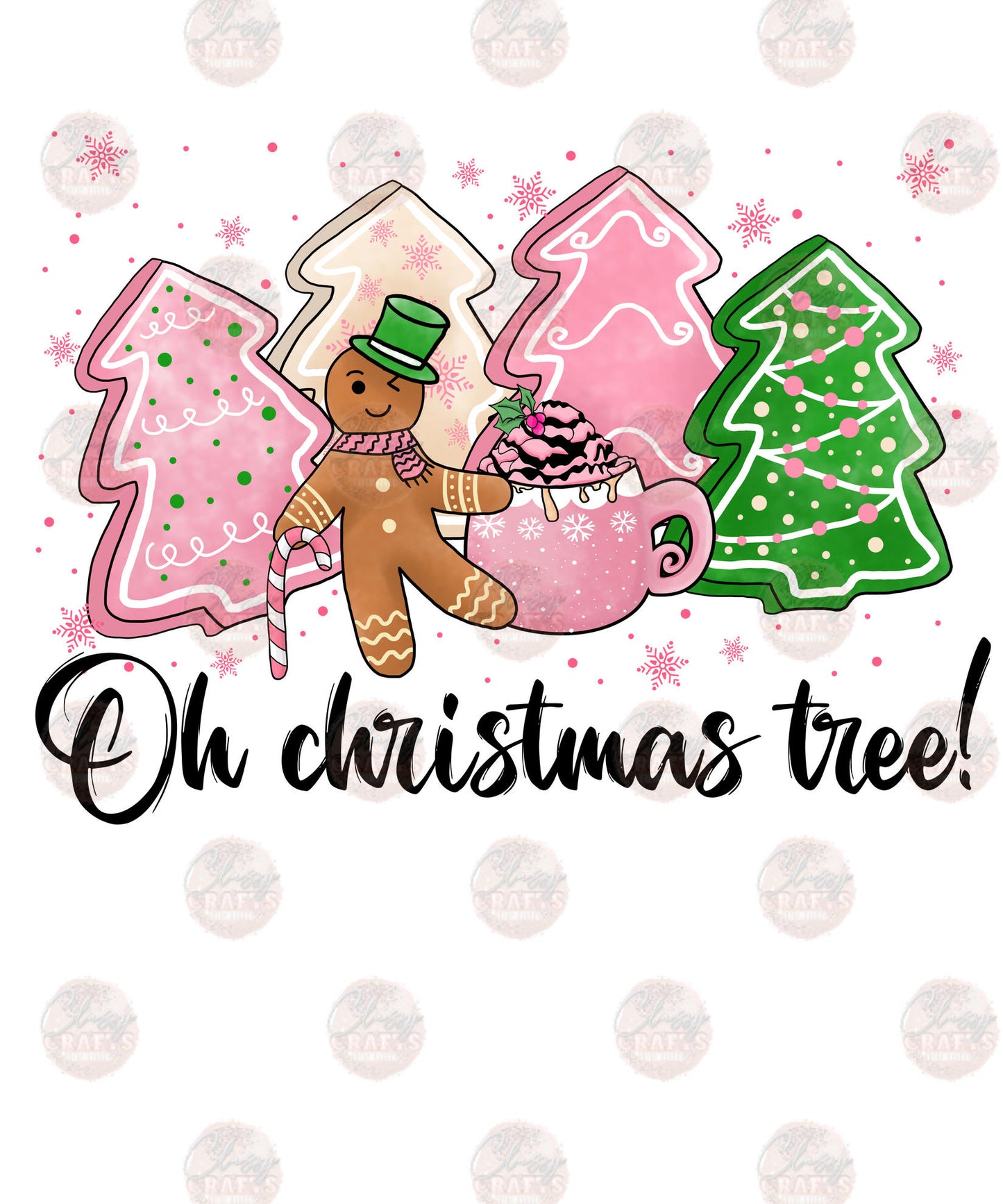 Gingerbread Man And The Pink Christmas Tree Transfer