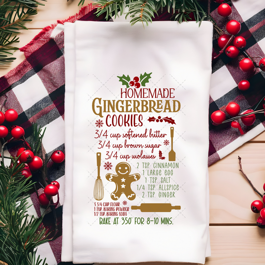 Gingerbread Recipe Tea Towel Transfer