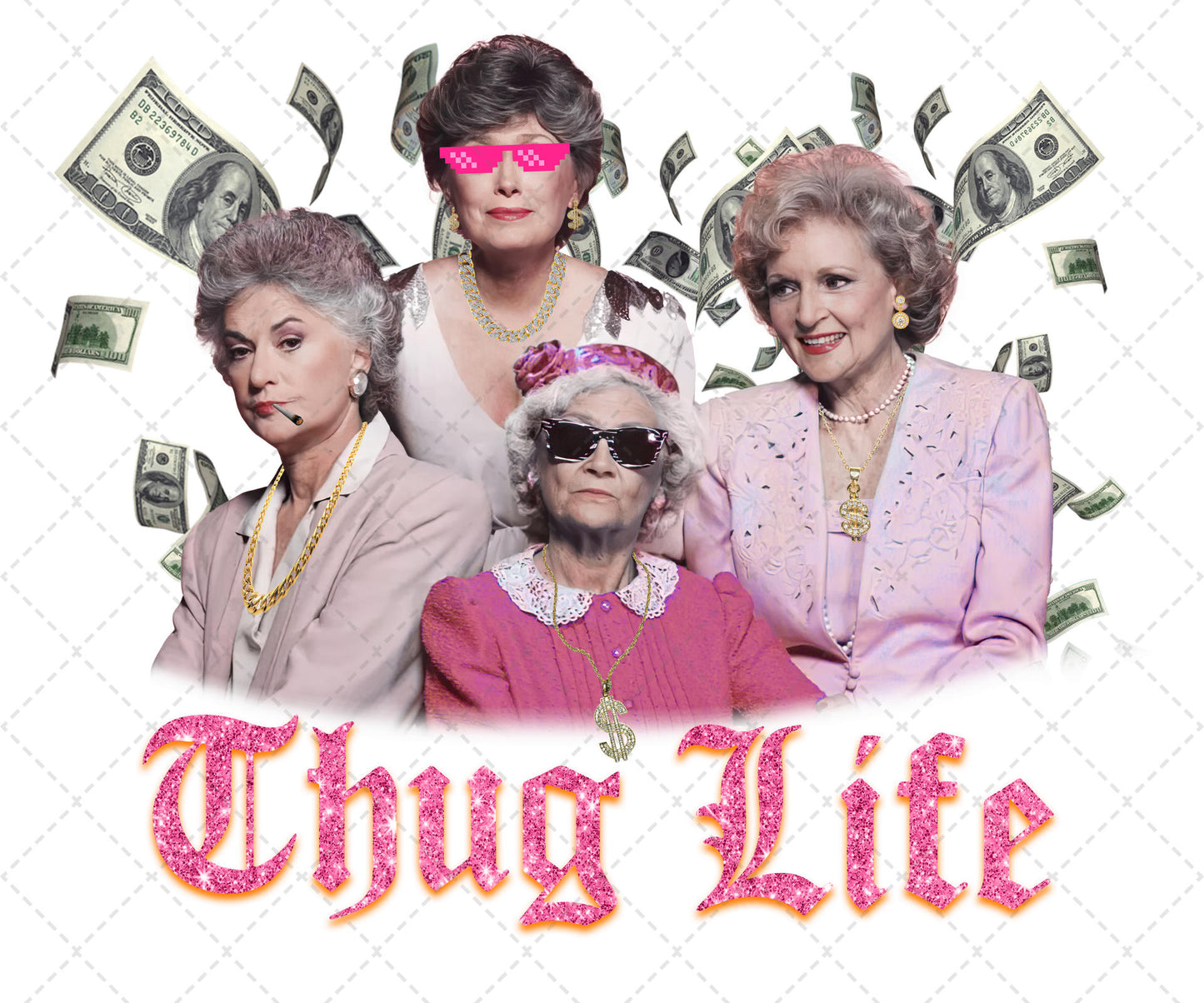 Glitter Pink Thug Life Transfer