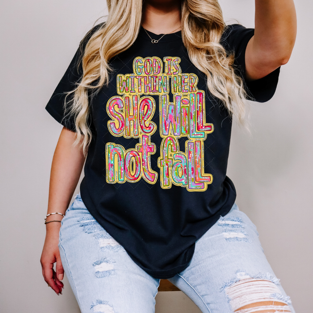 God Is Within Her Colorful Transfer