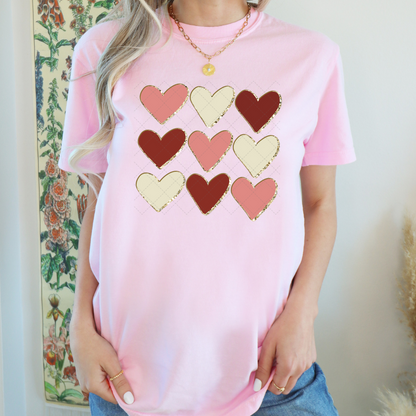 Gold Trimmed Hearts Transfer