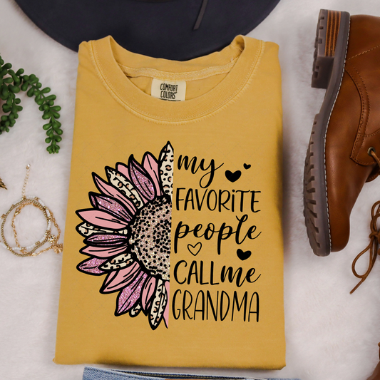 Grandma Sunflower Leopard Pink Transfer