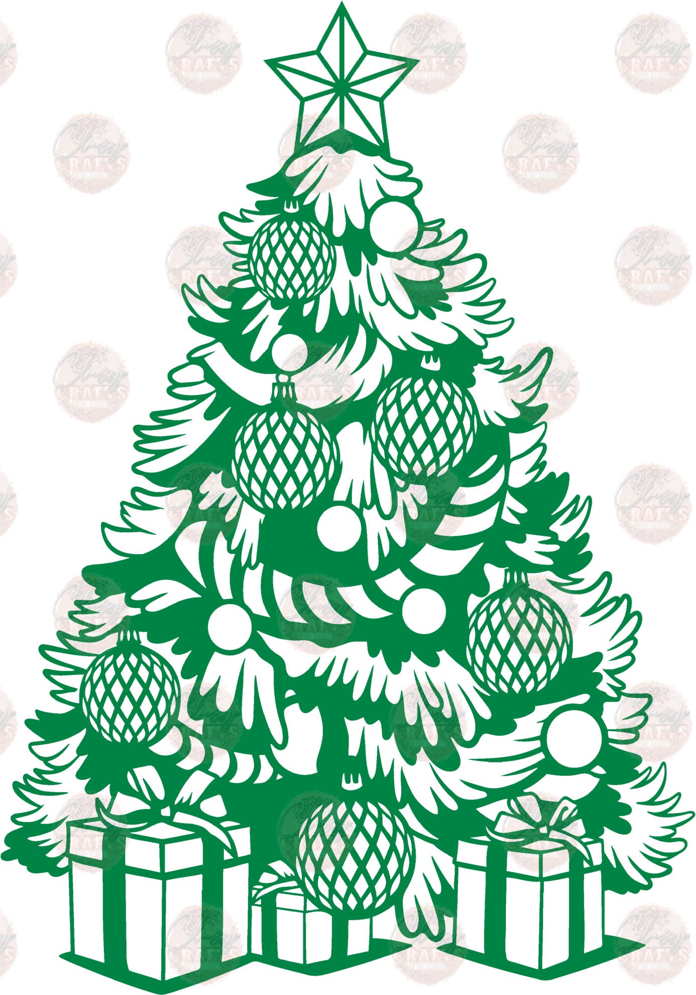 Green Christmas Tree & Gifts - Sublimation Transfers